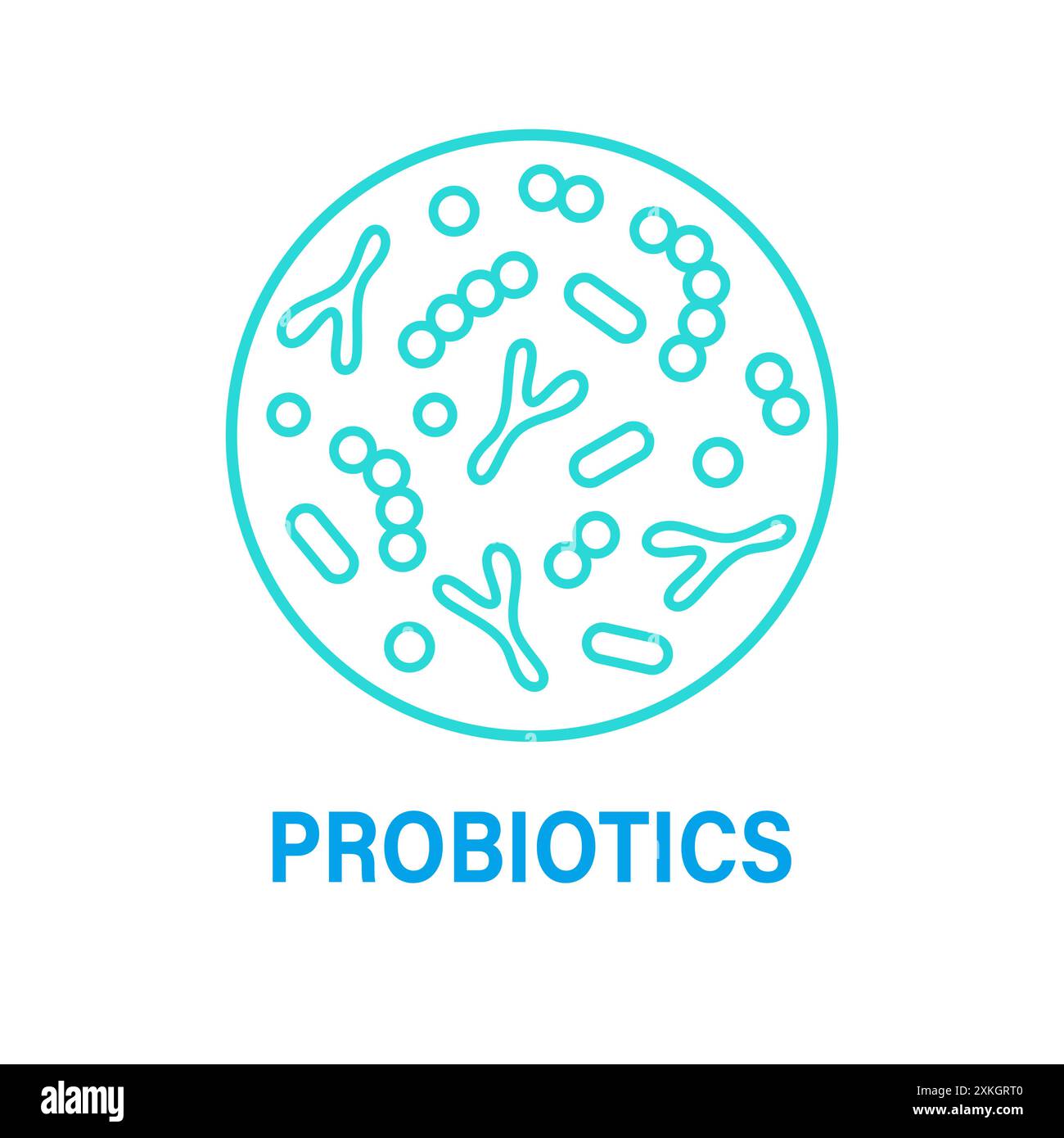 Probiotika Bakterien Logo Design Umrisssymbol Stock Vektor