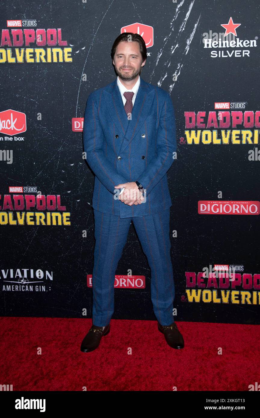 Aaron Stanford bei der Weltpremiere des Kinofilms 'Deadpool & Wolverine' im David H. Koch Theater. New York, 22.07.2024 Stockfoto