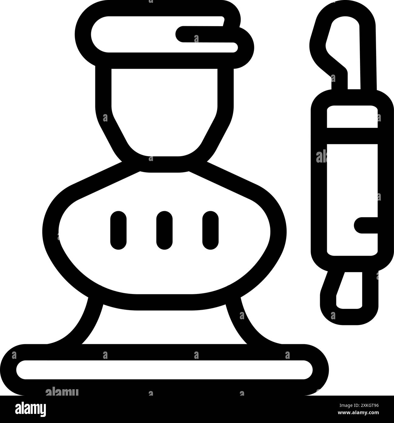 Liniensymbol eines Zahnarztes mit professioneller Ausrüstung für eine Zahnaufhellung Stock Vektor