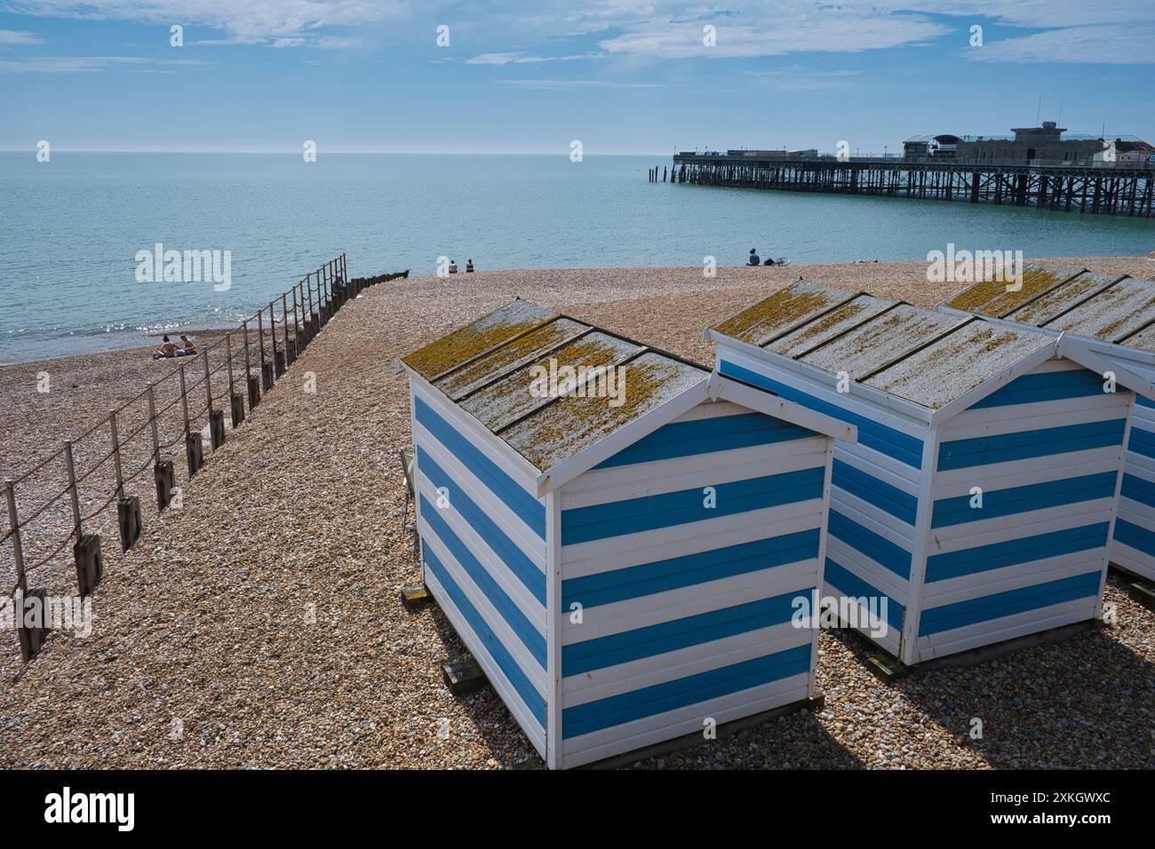 Strandhütten in hastings East Sussex Stockfoto