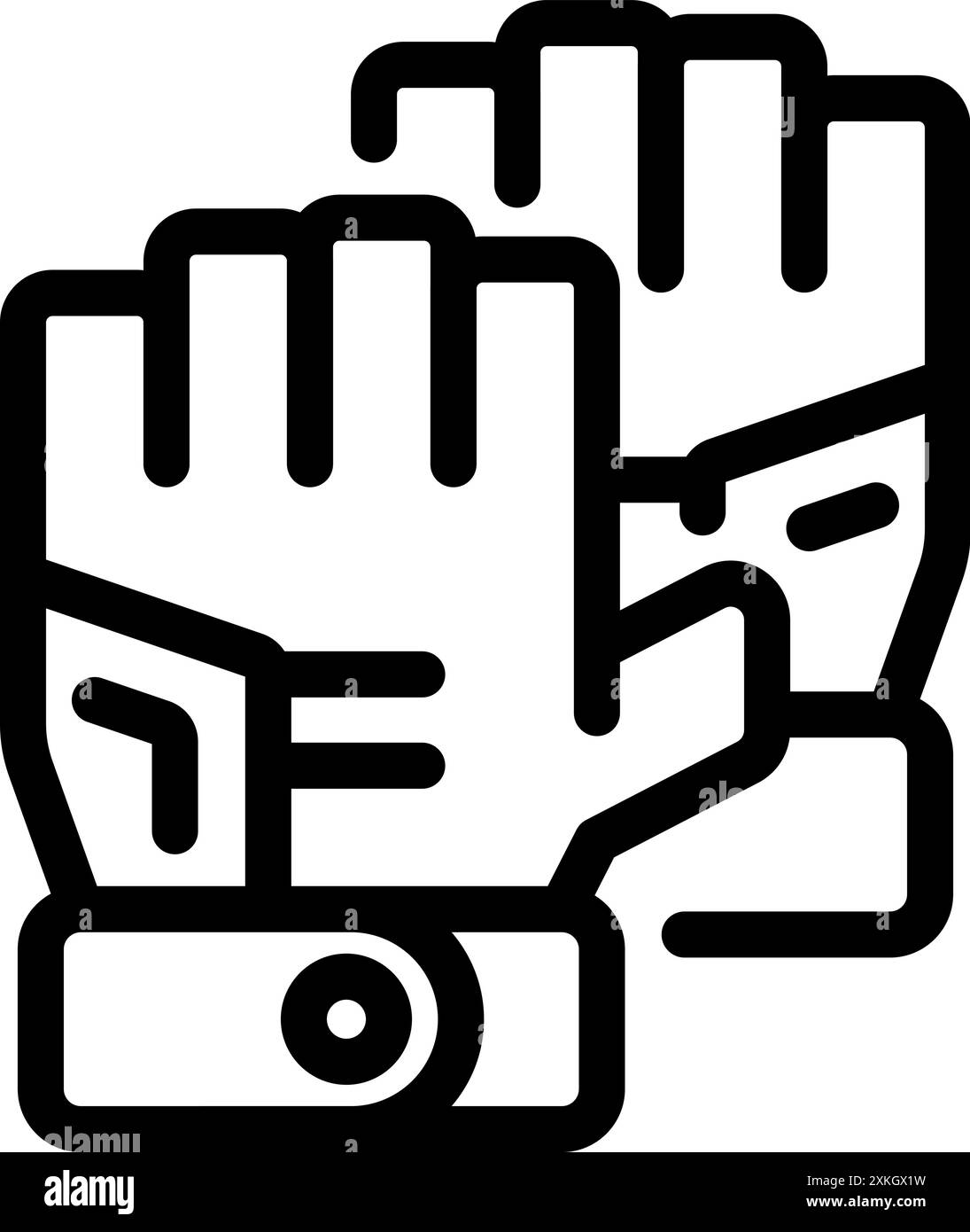 Einfache Strichgrafik-Ikone eines Paar Sporthandschuhe mit Handgelenkstütze, ideal für Sport- oder Fitness-Branding Stock Vektor