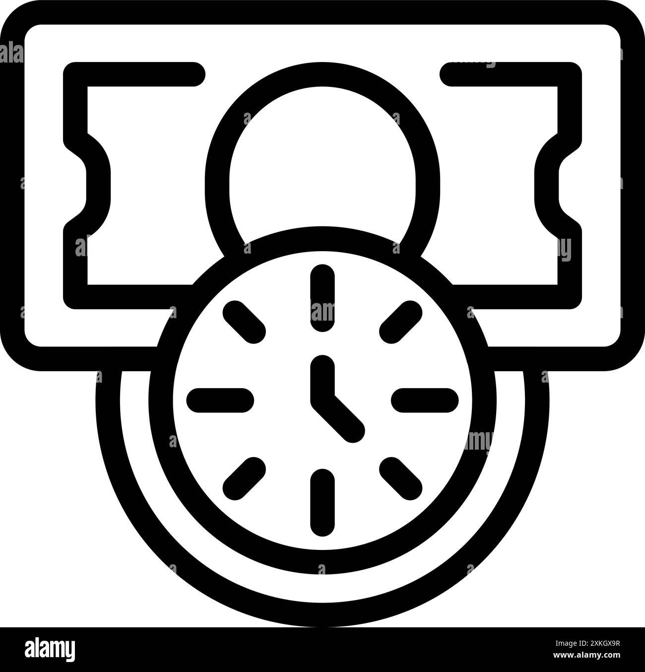 Die Uhr zählt auf einer Dollarrechnung nach unten, die das Konzept des Zeitwerts des Geldes veranschaulicht Stock Vektor