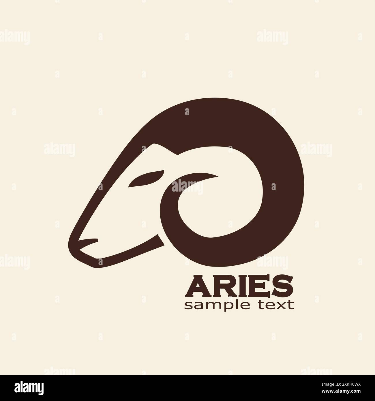 aries Kopf Tierprofil einfaches, lineares Markenlogo Stock Vektor