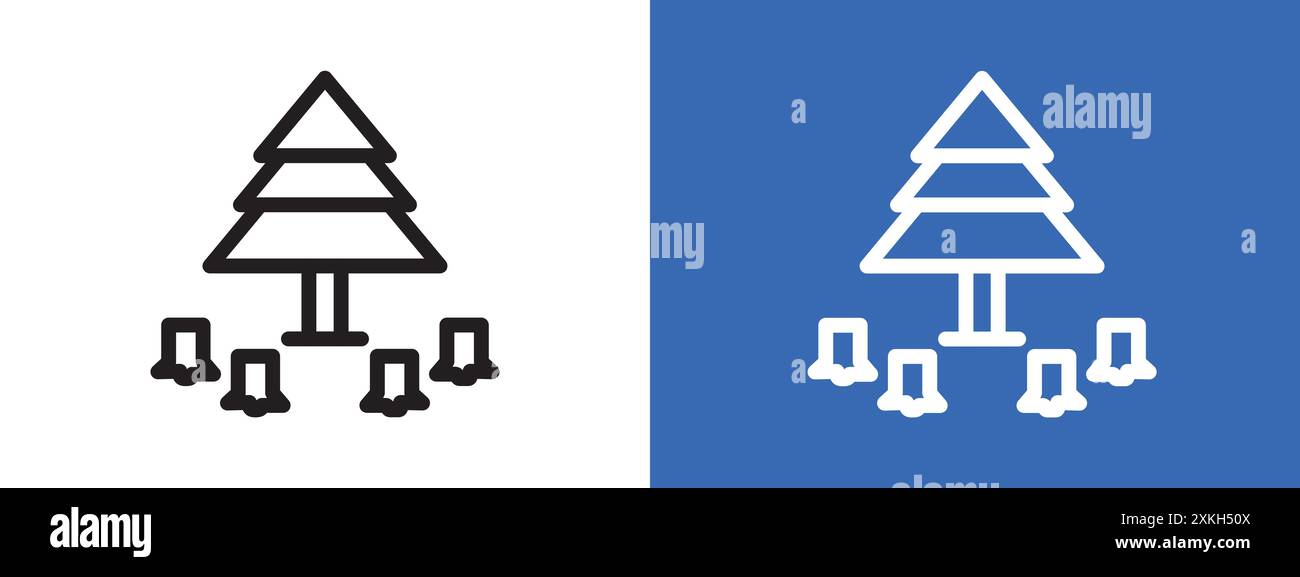 Zerstörung der Wälder Symbol Logo Vektor Umriss in schwarz-weiß Farbe Stock Vektor