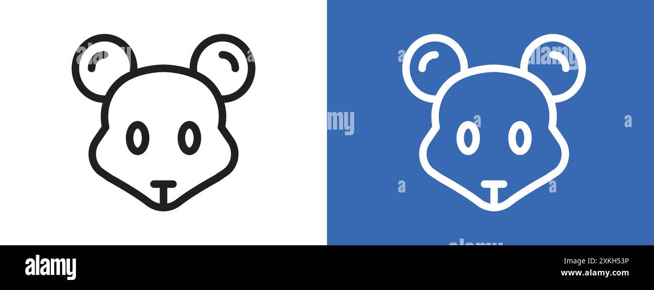 Vorderseite des Maussymbols Logo Vektor-Umrandung in Schwarz-weiß Stock Vektor