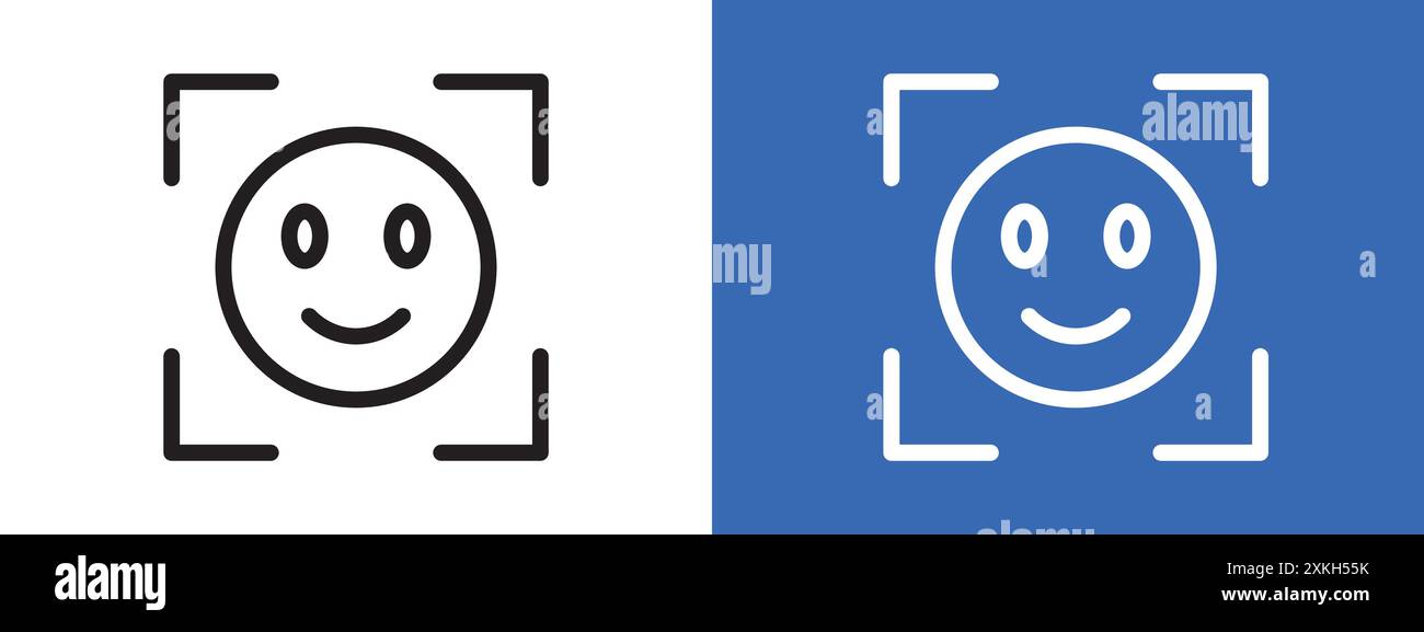 Gesichts-ID-Symbol Logozeichen Vektorumrandung in Schwarz-weiß Stock Vektor