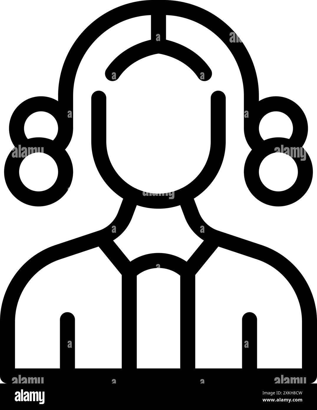 Die Strichkunst-Ikone einer Richterin mit traditioneller Perücke und Gewand symbolisiert Recht, Gerechtigkeit und Gerichtsverfahren Stock Vektor