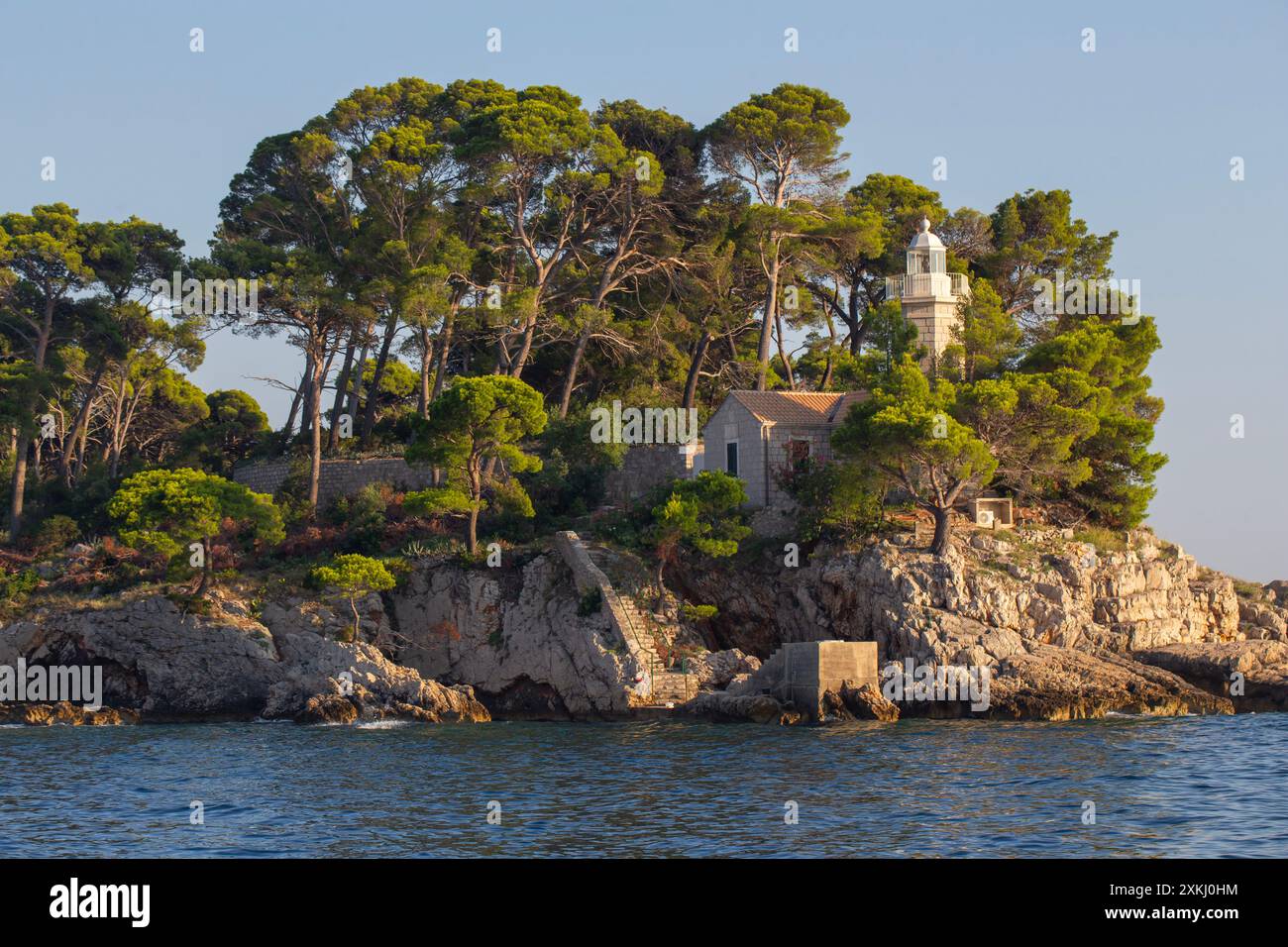 Leuchtturm auf der Insel Daksa, Kroatien. Stockfoto