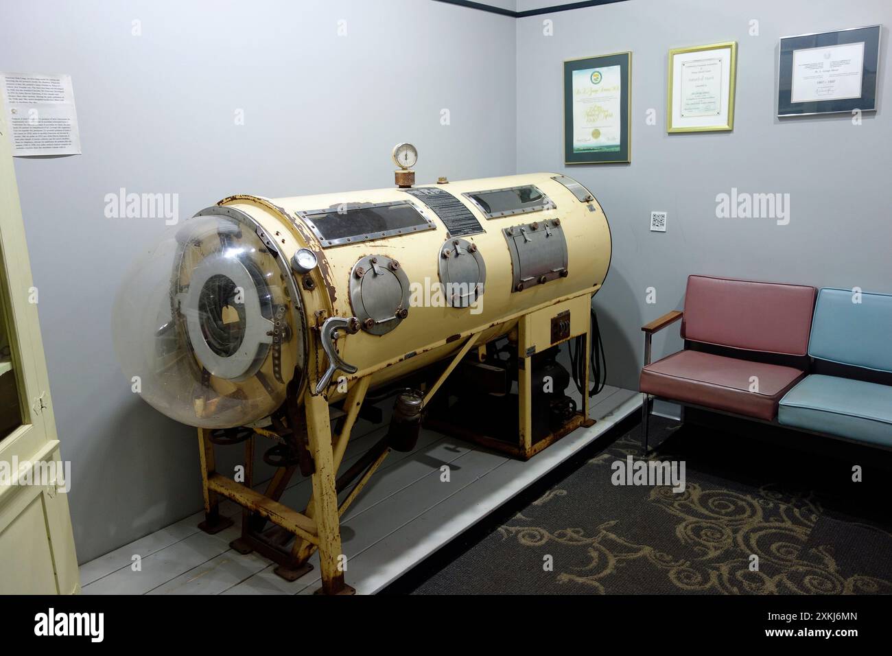 Eine eiserne Lunge, eine Art Unterdruckventilator Stockfoto