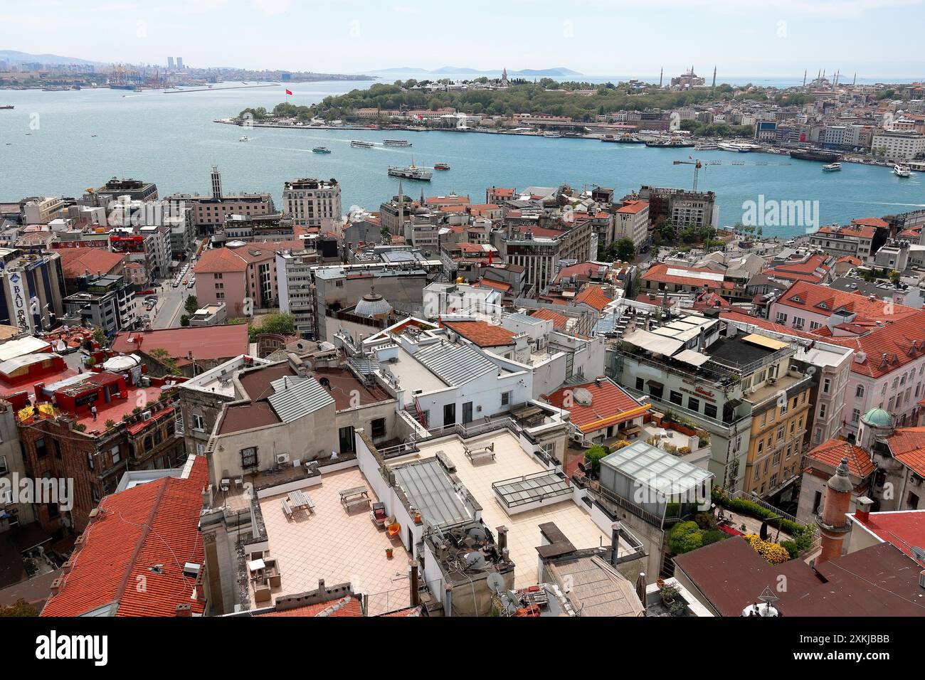 Istanbul von Oben, Goldenes Horn, Galata Turm Stockfoto