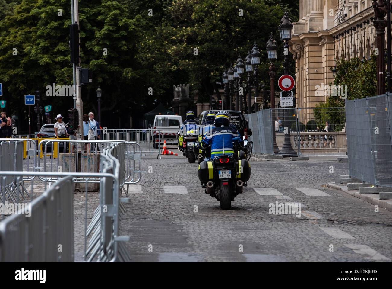 FRANKREICH-OLYMPISCHE SPIELE-PARIS-SPORT das Stadtzentrum von Paris, innerhalb der No-Go-Zone, vier Tage vor der Eröffnungszeremonie der Olympischen Spiele 2024. In Paris, 23. Juli 2024. PARIS ILE-DE-FRANCE FRANKREICH COPYRIGHT: XANDREAXSAVORANIXNERIX FRANCE-OLYMPIC GAMES-PARIS-SPORT ASAVORANINERI-28 Stockfoto