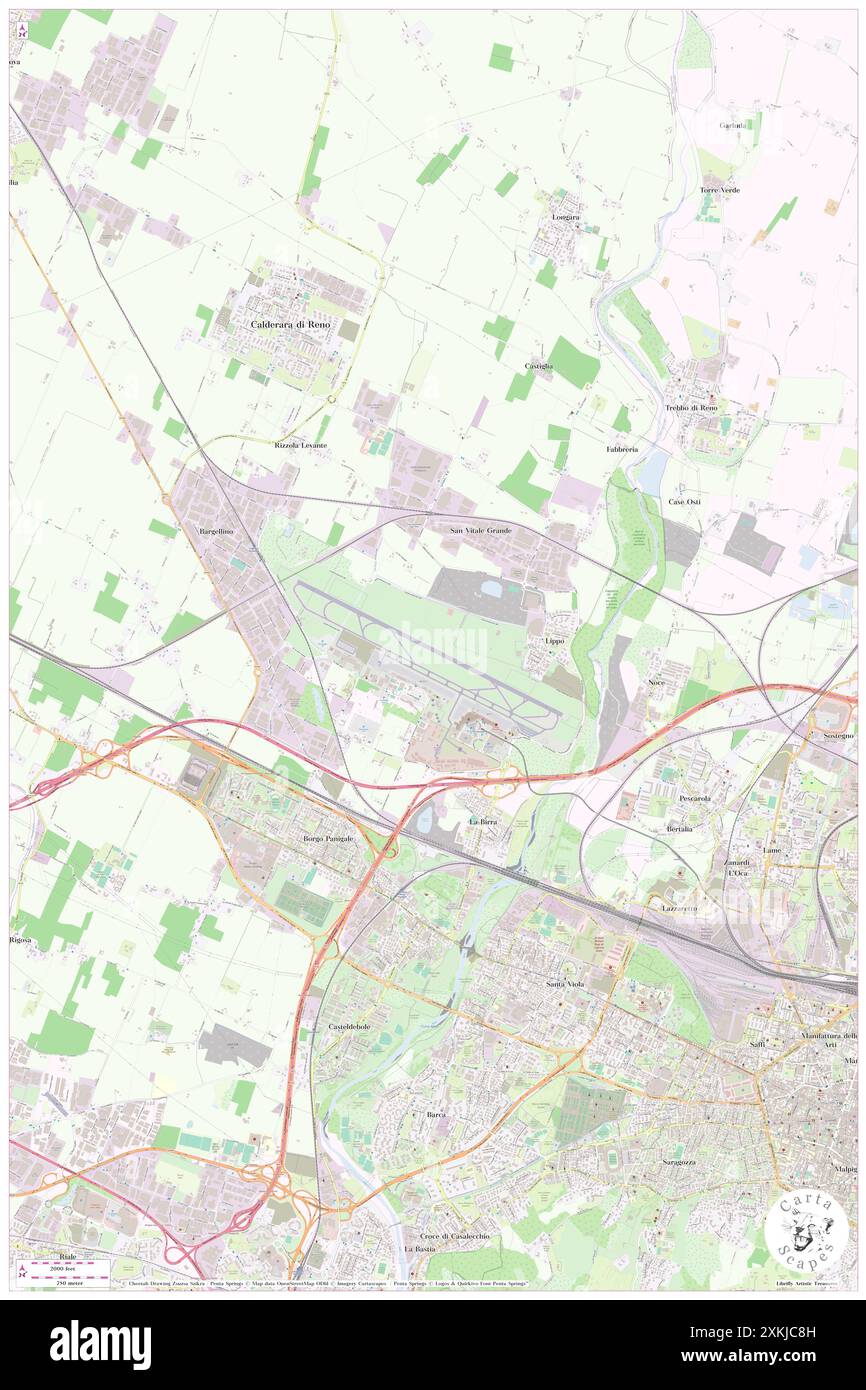 Flughafen Bologna Guglielmo Marconi, Bologna, IT, Italien, Emilia-Romagna, n 44 32' 7'', N 11 17' 19'', Karte, Cartascapes Map, veröffentlicht 2024. Erkunden Sie Cartascapes, eine Karte, die die vielfältigen Landschaften, Kulturen und Ökosysteme der Erde enthüllt. Reisen Sie durch Zeit und Raum und entdecken Sie die Verflechtungen der Vergangenheit, Gegenwart und Zukunft unseres Planeten. Stockfoto