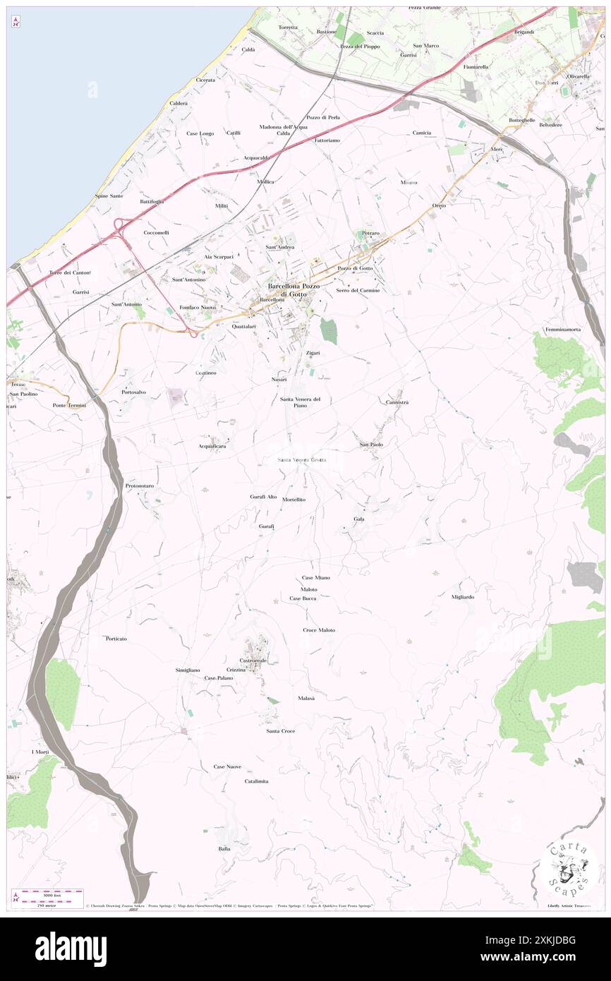 Santa Venera Grotta, Messina, IT, Italien, Sizilien, n 38 7' 33'', N 15 13' 10'', Karte, Cartascapes Map, veröffentlicht 2024. Erkunden Sie Cartascapes, eine Karte, die die vielfältigen Landschaften, Kulturen und Ökosysteme der Erde enthüllt. Reisen Sie durch Zeit und Raum und entdecken Sie die Verflechtungen der Vergangenheit, Gegenwart und Zukunft unseres Planeten. Stockfoto