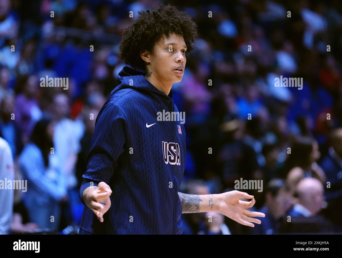 Brittney Griner der USA während der USA Basketball Showcase 2024 in der O2 Arena in London. Bilddatum: Dienstag, 23. Juli 2024. Stockfoto