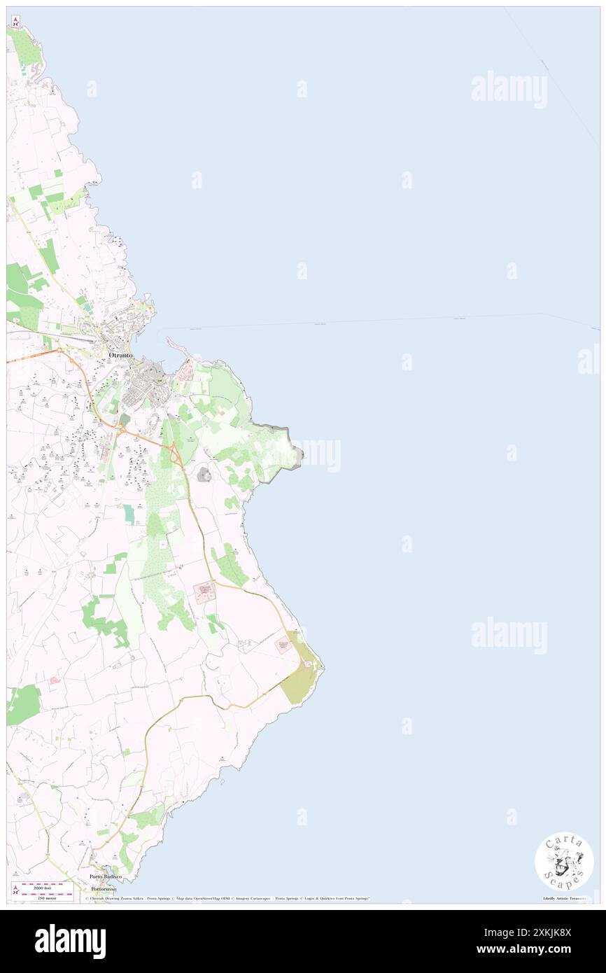 Punta Faci, Provincia di Lecce, IT, Italien, Apulien, n 40 8' 5''', N 18 31' 0'', Karte, Cartascapes Map, veröffentlicht 2024. Erkunden Sie Cartascapes, eine Karte, die die vielfältigen Landschaften, Kulturen und Ökosysteme der Erde enthüllt. Reisen Sie durch Zeit und Raum und entdecken Sie die Verflechtungen der Vergangenheit, Gegenwart und Zukunft unseres Planeten. Stockfoto