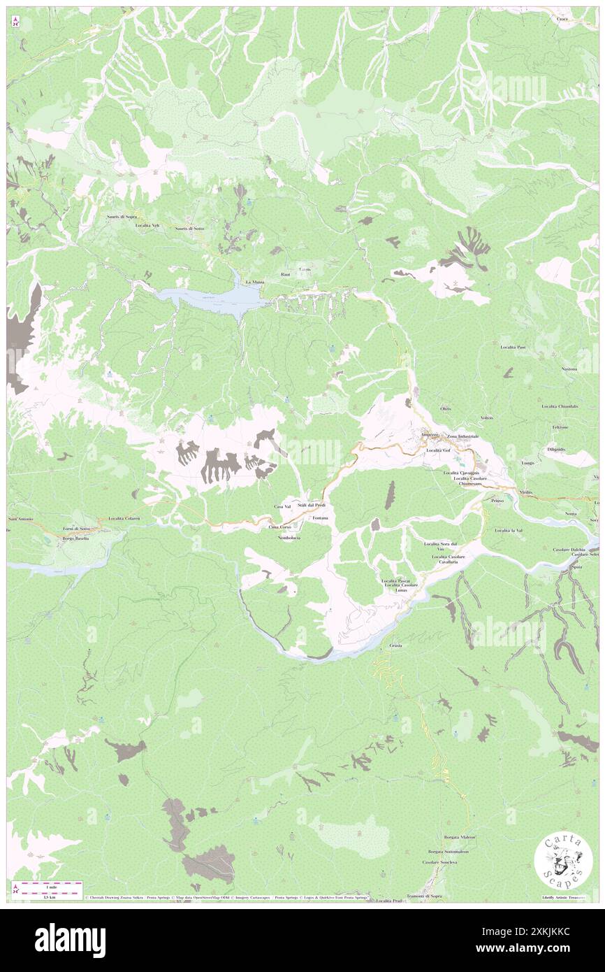 Ampezzo, Udine, IT, Italien, Friaul-Julisch Venetien, n 46 24' 52''', N 12 47' 46''', Karte, Cartascapes Map, veröffentlicht 2024. Erkunden Sie Cartascapes, eine Karte, die die vielfältigen Landschaften, Kulturen und Ökosysteme der Erde enthüllt. Reisen Sie durch Zeit und Raum und entdecken Sie die Verflechtungen der Vergangenheit, Gegenwart und Zukunft unseres Planeten. Stockfoto