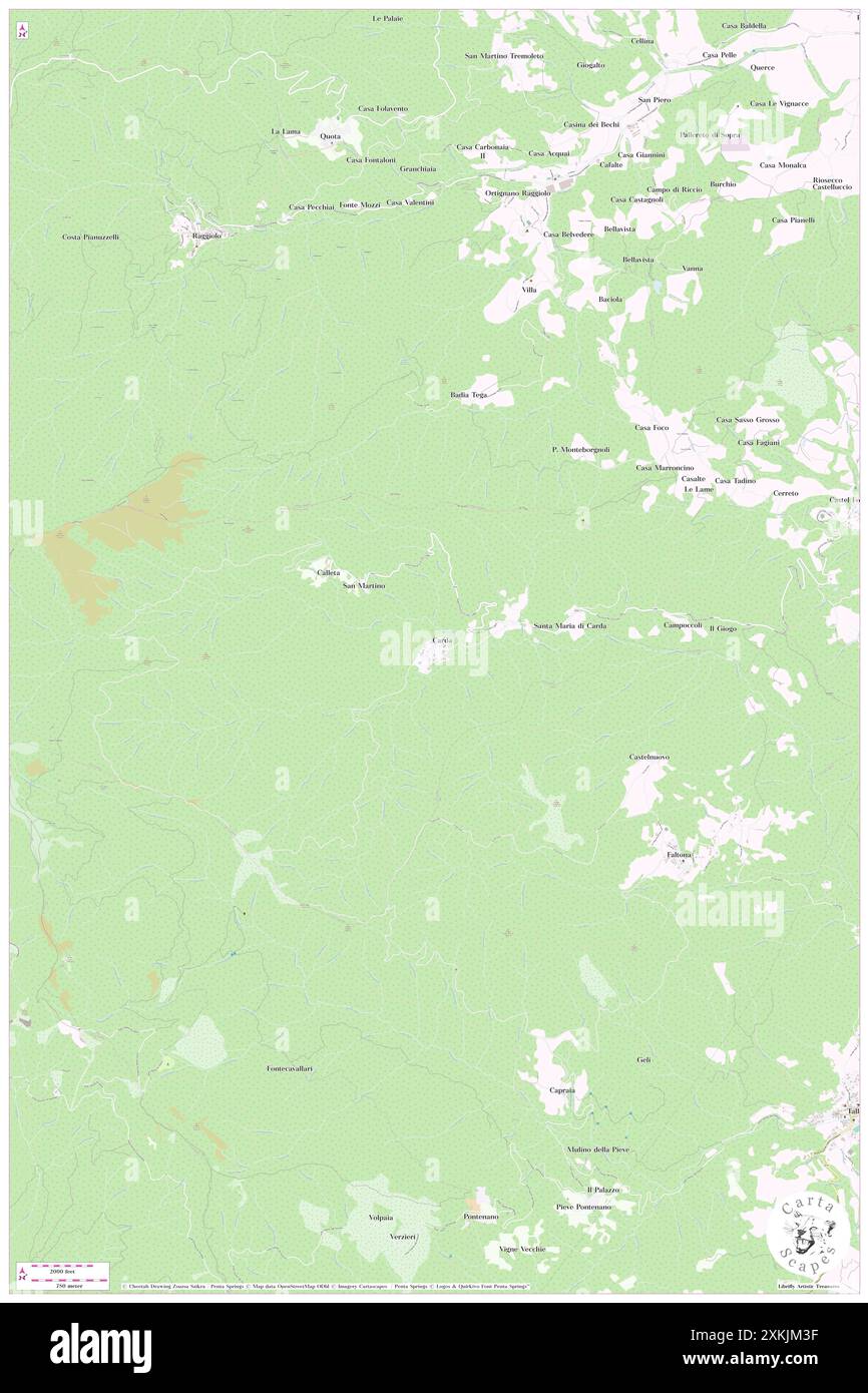 Carda, Provinz Arezzo, IT, Italien, Toskana, n 43 38' 27'', N 11 44' 17'', Karte, Cartascapes Map, veröffentlicht 2024. Erkunden Sie Cartascapes, eine Karte, die die vielfältigen Landschaften, Kulturen und Ökosysteme der Erde enthüllt. Reisen Sie durch Zeit und Raum und entdecken Sie die Verflechtungen der Vergangenheit, Gegenwart und Zukunft unseres Planeten. Stockfoto