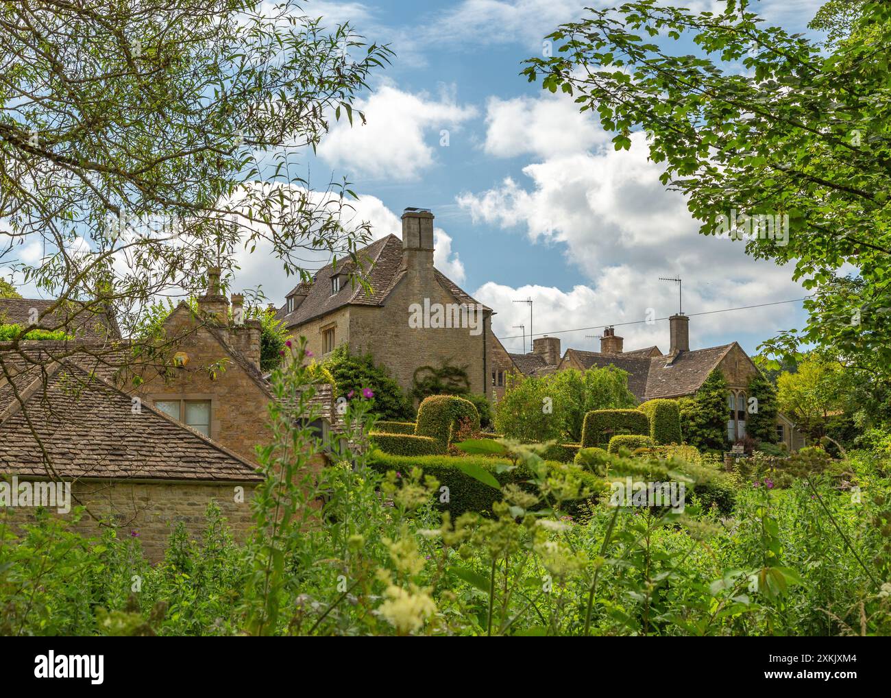 Upper Slaughter Scenic View, Cotswold Village. Stockfoto
