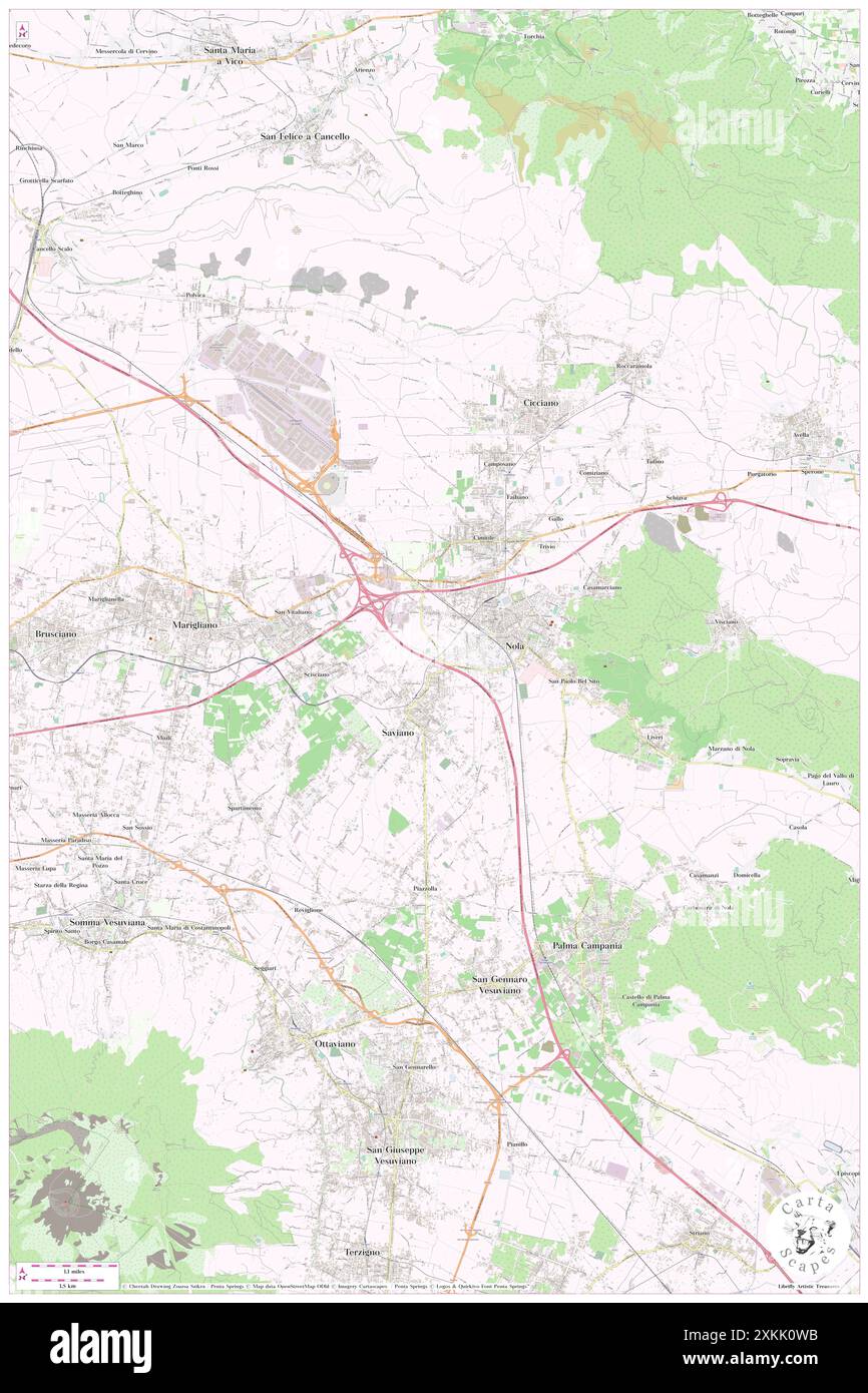 Nola, Neapel, IT, Italien, Kampanien, n 40 55' 33''', N 14 31' 41''', Karte, Cartascapes Map, veröffentlicht 2024. Erkunden Sie Cartascapes, eine Karte, die die vielfältigen Landschaften, Kulturen und Ökosysteme der Erde enthüllt. Reisen Sie durch Zeit und Raum und entdecken Sie die Verflechtungen der Vergangenheit, Gegenwart und Zukunft unseres Planeten. Stockfoto