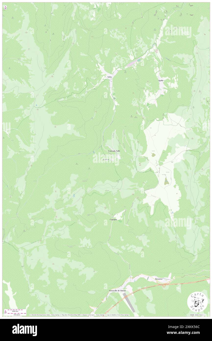 Cerreto, Provincia di Macerata, IT, Italien, die Marken, n 43 7' 4''', N 12 56' 48'', Karte, Cartascapes Map, veröffentlicht 2024. Erkunden Sie Cartascapes, eine Karte, die die vielfältigen Landschaften, Kulturen und Ökosysteme der Erde enthüllt. Reisen Sie durch Zeit und Raum und entdecken Sie die Verflechtungen der Vergangenheit, Gegenwart und Zukunft unseres Planeten. Stockfoto