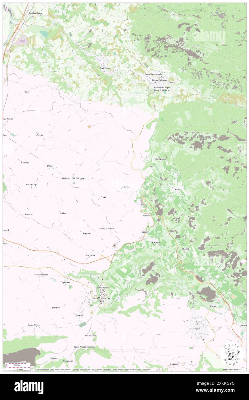 Cerreta, Provincia di Benevento, IT, Italien, Kampanien, n 41 7' 24'', N 14 30' 48'', Karte, Karte, Kartenausgabe 2024. Erkunden Sie Cartascapes, eine Karte, die die vielfältigen Landschaften, Kulturen und Ökosysteme der Erde enthüllt. Reisen Sie durch Zeit und Raum und entdecken Sie die Verflechtungen der Vergangenheit, Gegenwart und Zukunft unseres Planeten. Stockfoto