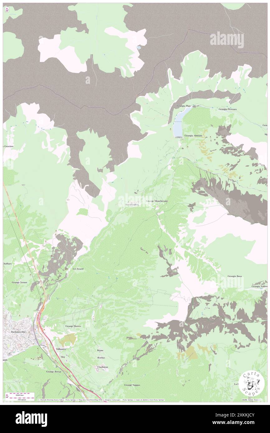 Rochemolles, Turin, IT, Italien, Piemont, n 45 6' 47'', N 6 44' 52'', Karte, Cartascapes Map, veröffentlicht 2024. Erkunden Sie Cartascapes, eine Karte, die die vielfältigen Landschaften, Kulturen und Ökosysteme der Erde enthüllt. Reisen Sie durch Zeit und Raum und entdecken Sie die Verflechtungen der Vergangenheit, Gegenwart und Zukunft unseres Planeten. Stockfoto