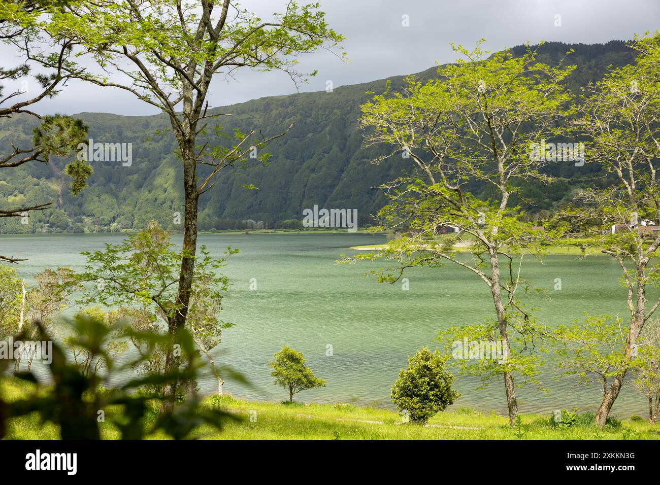 See Sete Cidades (Lagoa das Sete Cidades) auf der Insel Sao Miguel, Azoren Portugal Stockfoto