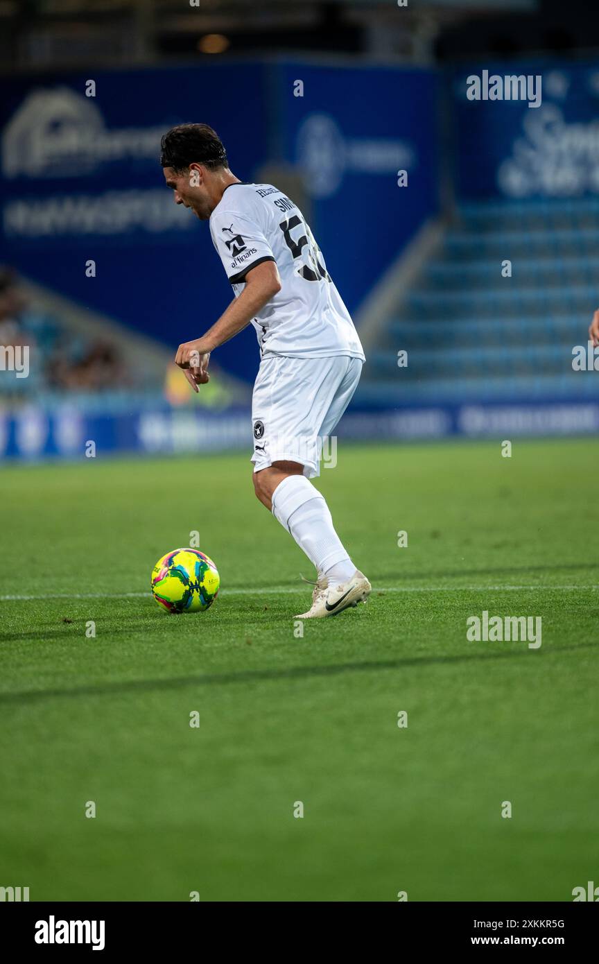 Andorra La Vella, Andorra: 23. Juli 2024: Aral Simsir vom FC Midtjylland in der zweiten Phase der Qualifikation 2 zur UEFA Champions League Stockfoto