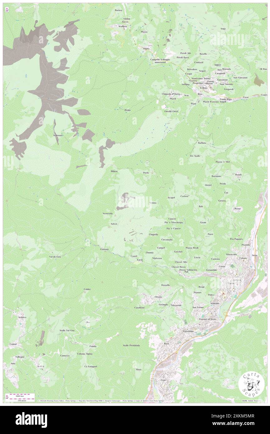 Vertova, Provincia di Bergamo, IT, Italien, Lombardei, n 45 48' 36''', N 9 50' 57'', Karte, Cartascapes Map, veröffentlicht 2024. Erkunden Sie Cartascapes, eine Karte, die die vielfältigen Landschaften, Kulturen und Ökosysteme der Erde enthüllt. Reisen Sie durch Zeit und Raum und entdecken Sie die Verflechtungen der Vergangenheit, Gegenwart und Zukunft unseres Planeten. Stockfoto