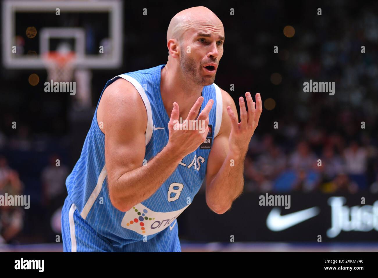 Nick Calathes (Griechenland). FIBA Olympisches Qualifikationsturnier. Piräus 2024. Stockfoto