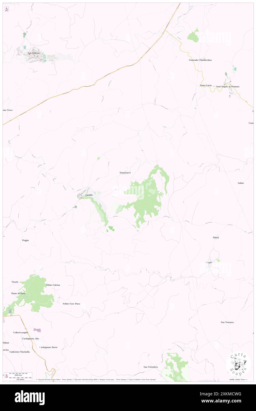 Gualdo, Provincia di Ancona, IT, Italien, die Marken, n 43 38' 46'', N 13 17' 4'', Karte, Cartascapes Map, veröffentlicht 2024. Erkunden Sie Cartascapes, eine Karte, die die vielfältigen Landschaften, Kulturen und Ökosysteme der Erde enthüllt. Reisen Sie durch Zeit und Raum und entdecken Sie die Verflechtungen der Vergangenheit, Gegenwart und Zukunft unseres Planeten. Stockfoto