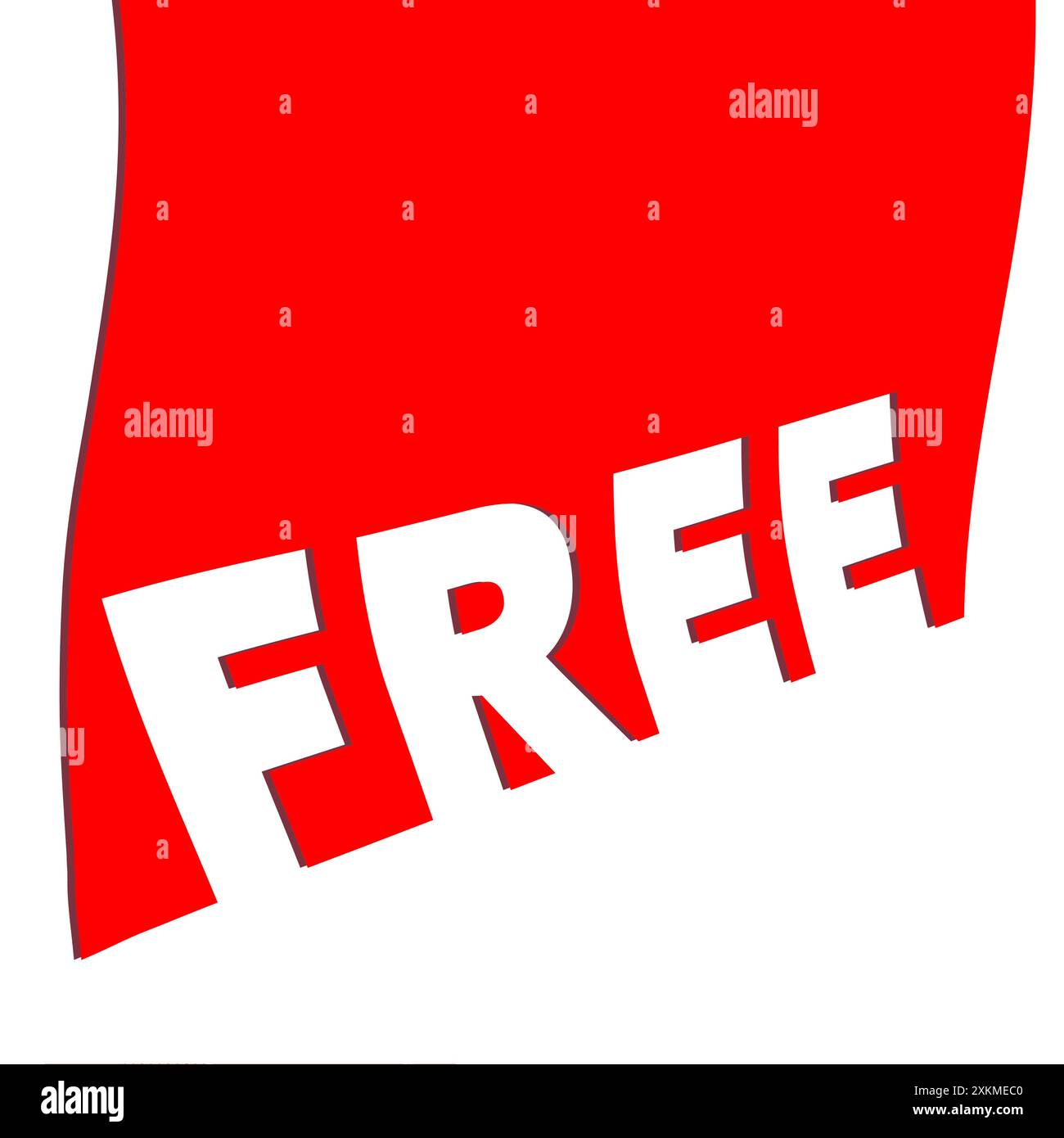 Ein Banner mit dem Wort FREI ist auf weißem Hintergrund in dieser 3D-Abbildung isoliert. Stockfoto