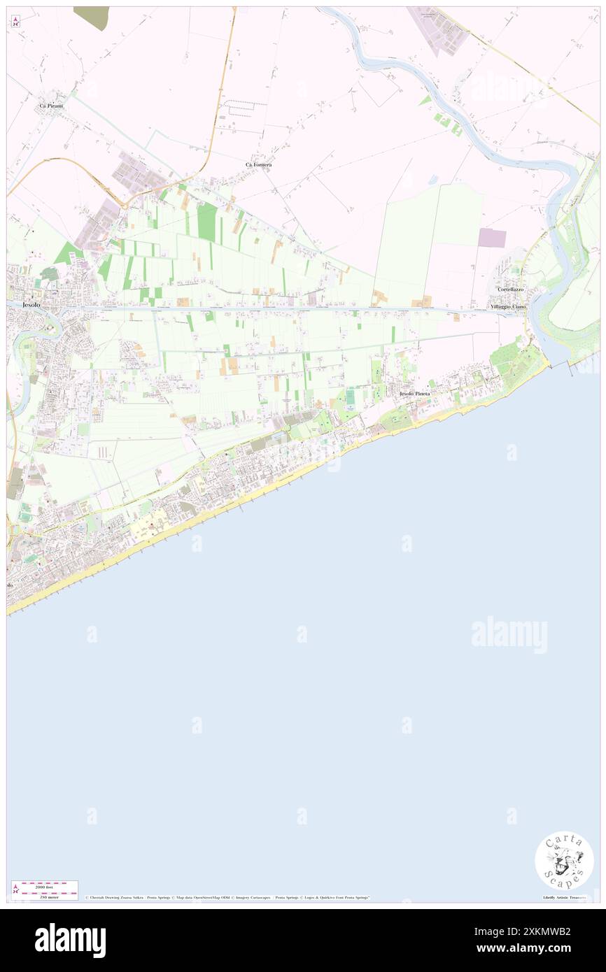 Hotel Santiago, Provincia di Venezia, IT, Italien, Veneto, n 45 31' 7'', N 12 41' 4'', Karte, Cartascapes Map, veröffentlicht 2024. Erkunden Sie Cartascapes, eine Karte, die die vielfältigen Landschaften, Kulturen und Ökosysteme der Erde enthüllt. Reisen Sie durch Zeit und Raum und entdecken Sie die Verflechtungen der Vergangenheit, Gegenwart und Zukunft unseres Planeten. Stockfoto