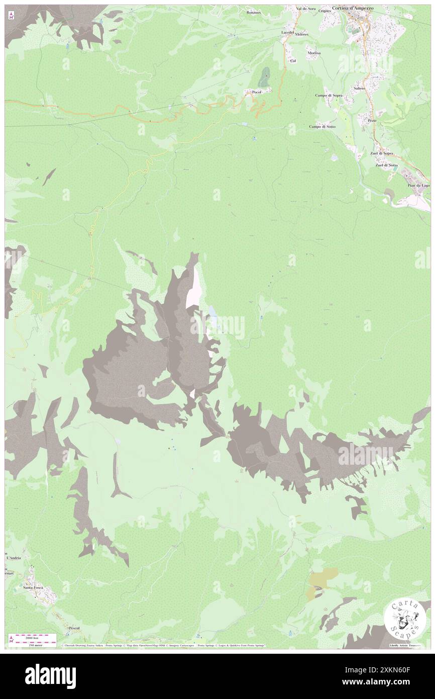 Rifugio Croda da da Lago, Provincia di Belluno, IT, Italien, Veneto, n 46 29' 11''', N 12 6' 19''', Karte, Cartascapes Map, veröffentlicht 2024. Erkunden Sie Cartascapes, eine Karte, die die vielfältigen Landschaften, Kulturen und Ökosysteme der Erde enthüllt. Reisen Sie durch Zeit und Raum und entdecken Sie die Verflechtungen der Vergangenheit, Gegenwart und Zukunft unseres Planeten. Stockfoto