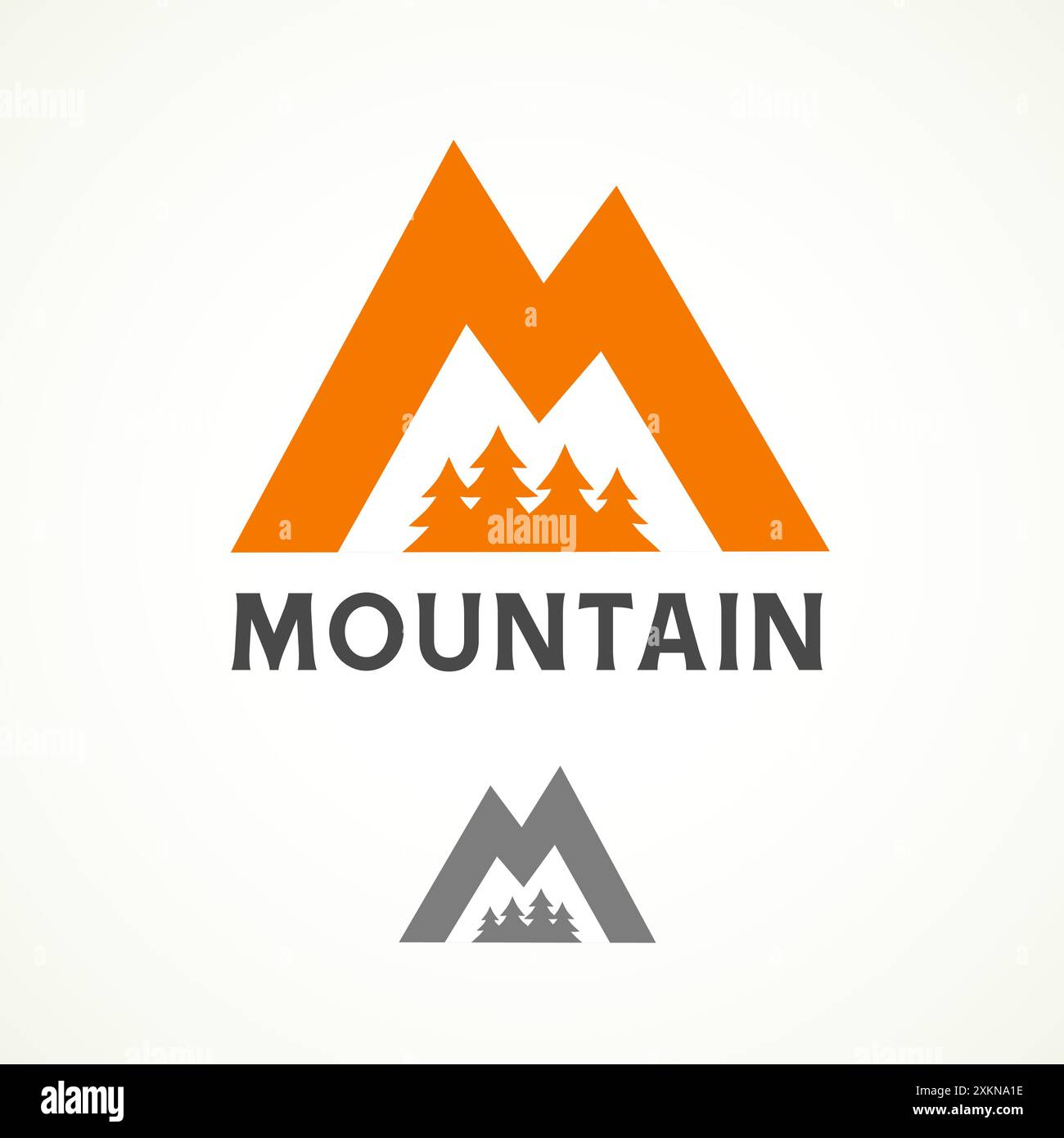 Buchstabe M, kreatives Logo für Bergreisen. Logo- oder Markenidentitätskonzept für Abenteuer in den Schweizer Alpen oder in die Kordillera Amerikas. Vektorabbildung Stock Vektor