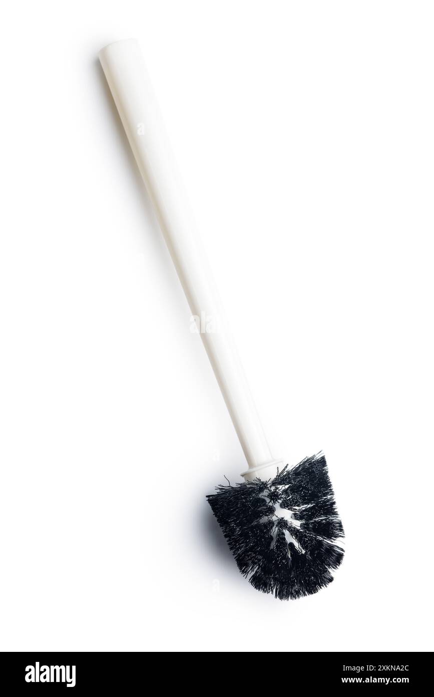 Toilettenbürste. Weiße wc-Bürste isoliert auf weißem Hintergrund. Stockfoto