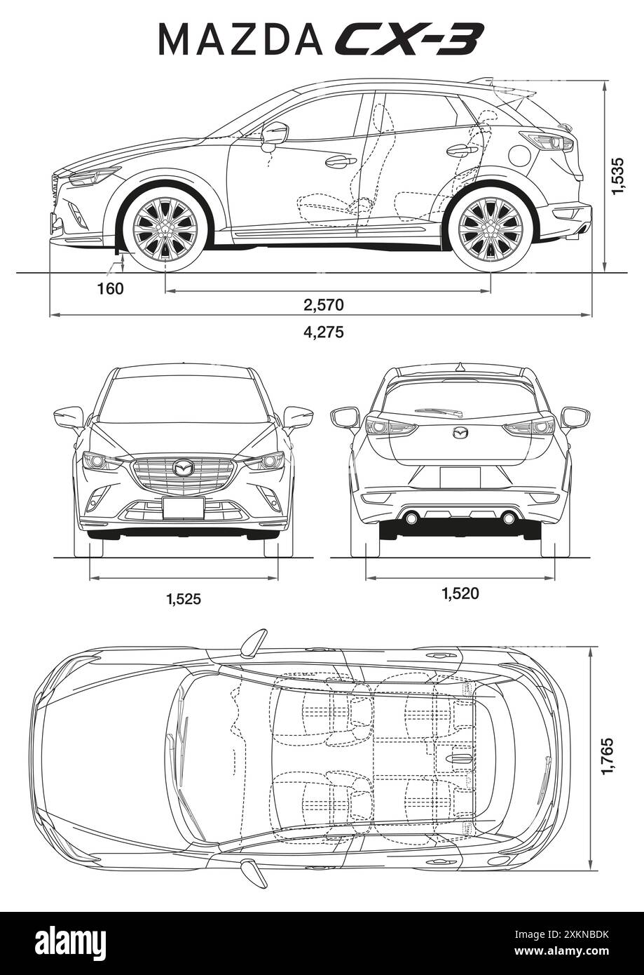 Mazda CX-3 Auto-Blueprint Stock Vektor