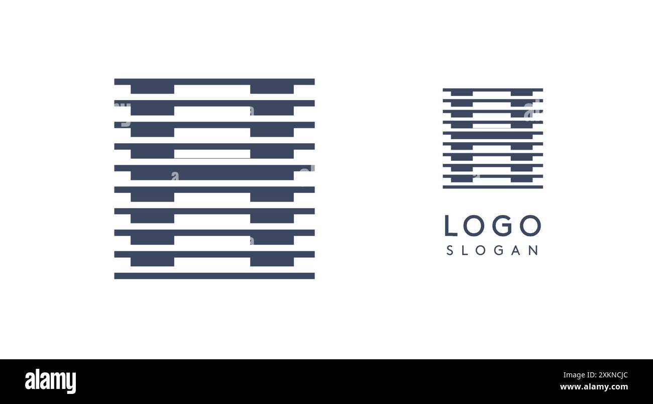 Abstraktes H-Logo mit horizontalen Linien, Logo mit Streifeneffekt für kreatives Corporate Branding, Business Identity, modern minimalistisch Stock Vektor