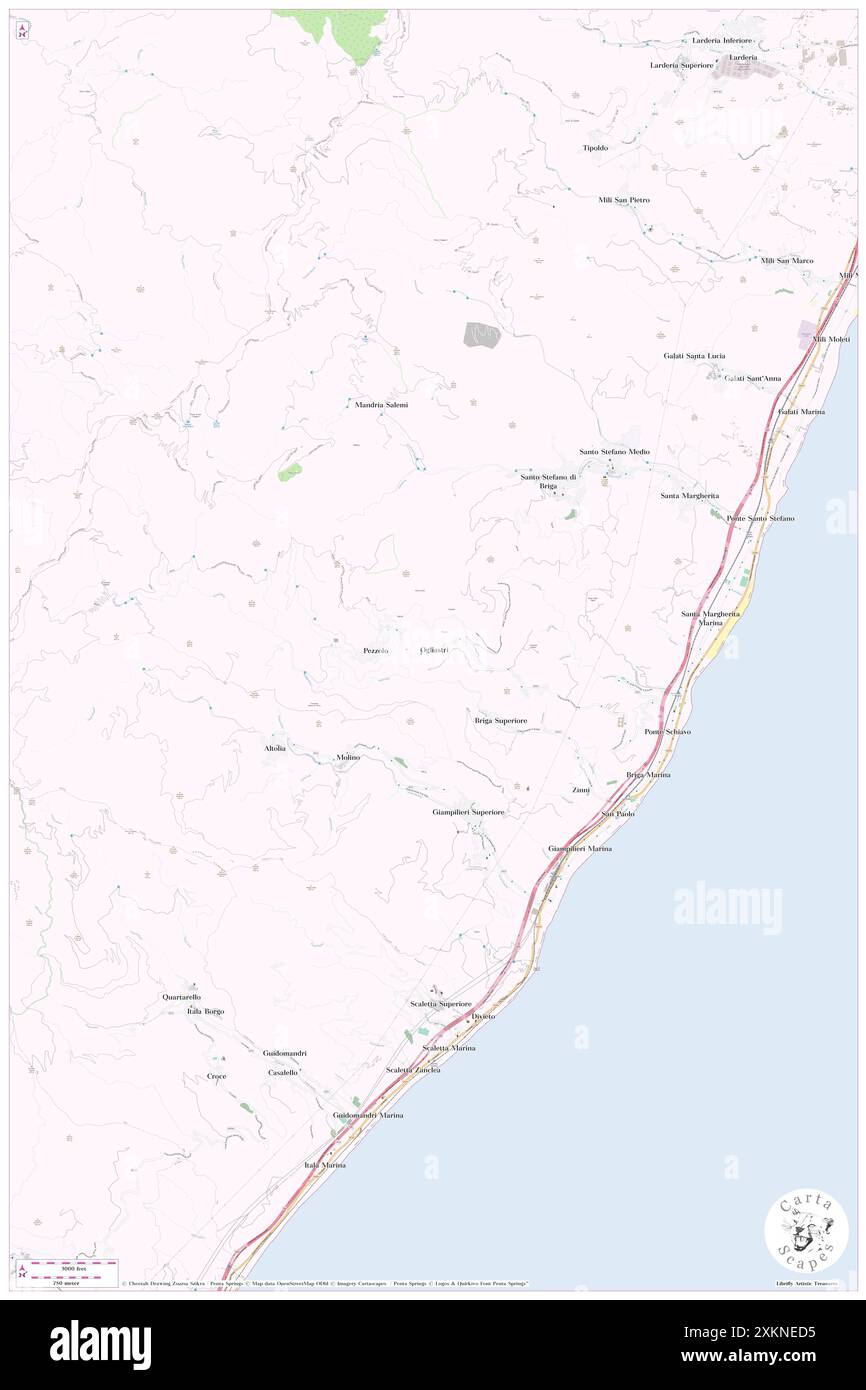 Ogliastri, Messina, IT, Italien, Sizilien, n 38 5' 5''', N 15 27' 55'', Karte, Cartascapes Map, veröffentlicht 2024. Erkunden Sie Cartascapes, eine Karte, die die vielfältigen Landschaften, Kulturen und Ökosysteme der Erde enthüllt. Reisen Sie durch Zeit und Raum und entdecken Sie die Verflechtungen der Vergangenheit, Gegenwart und Zukunft unseres Planeten. Stockfoto