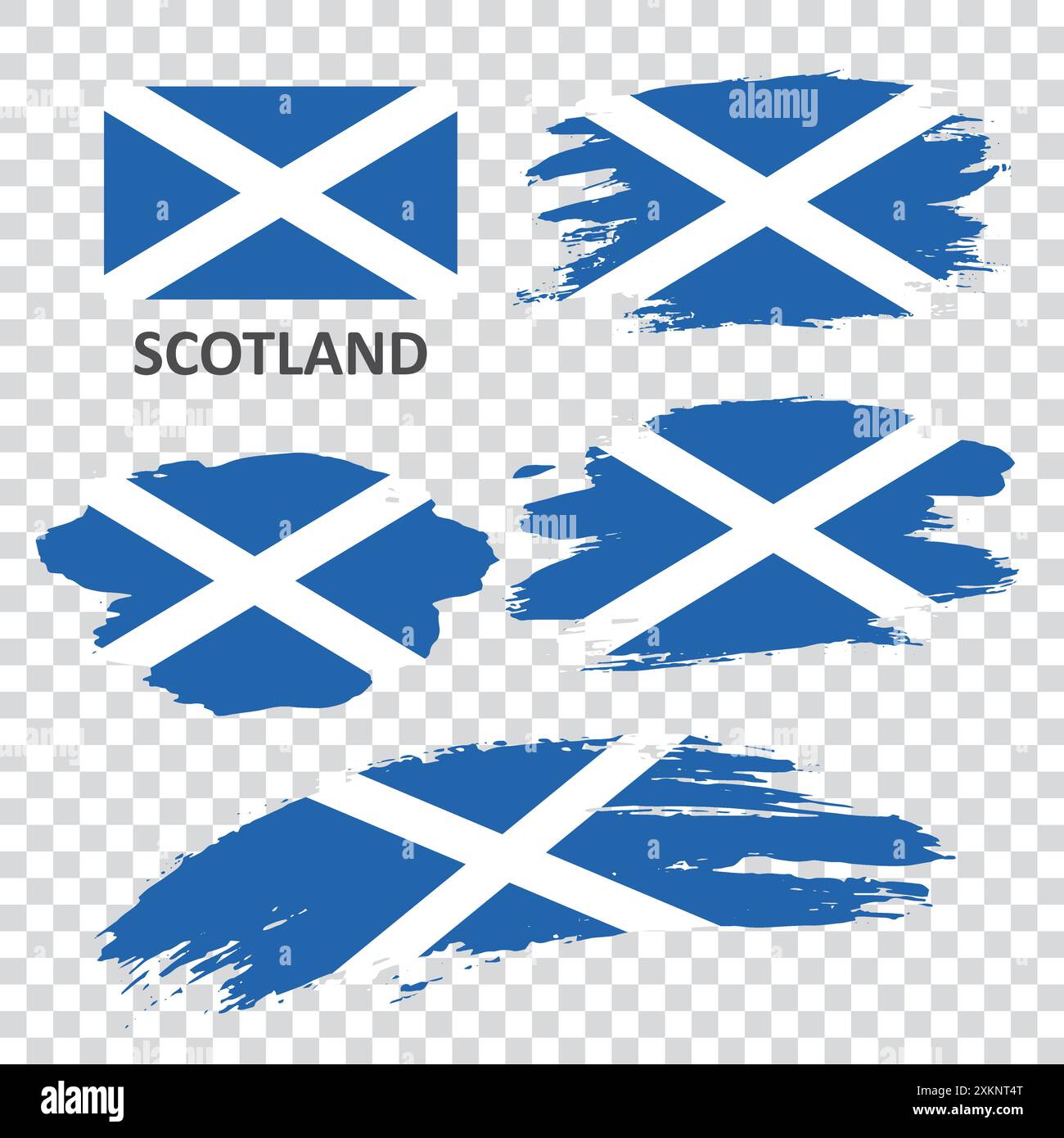 Ein Satz von Flaggen Schottlands, bemalt mit einem Pinsel von Hand Stock Vektor