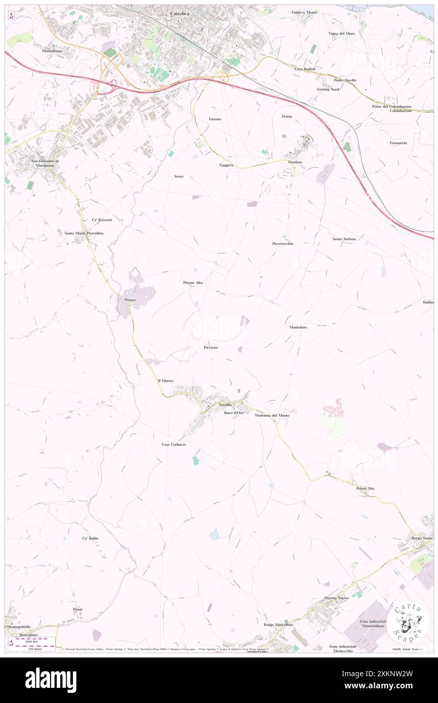 Picciano II, Provincia di Pesaro e Urbino, IT, Italien, die Marken, N 43 54' 38''', N 12 45' 12''', Karte, Karte von Cartascapes Map, veröffentlicht 2024. Erkunden Sie Cartascapes, eine Karte, die die vielfältigen Landschaften, Kulturen und Ökosysteme der Erde enthüllt. Reisen Sie durch Zeit und Raum und entdecken Sie die Verflechtungen der Vergangenheit, Gegenwart und Zukunft unseres Planeten. Stockfoto