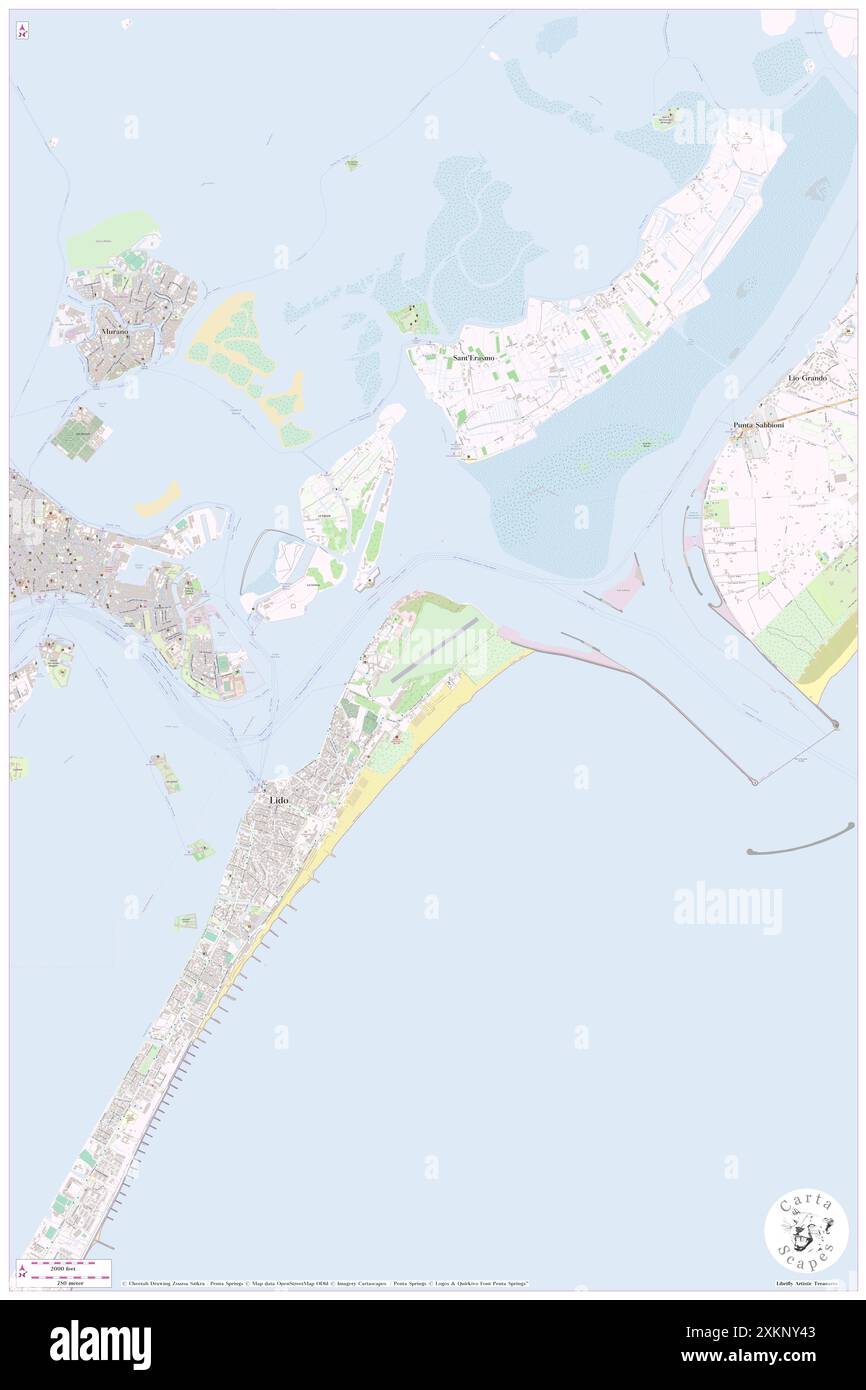 Flughafen Venedig-Lido, Provincia di Venezia, IT, Italien, Veneto, n 45 25' 44''', N 12 23' 20''', Karte, Cartascapes Map, veröffentlicht 2024. Erkunden Sie Cartascapes, eine Karte, die die vielfältigen Landschaften, Kulturen und Ökosysteme der Erde enthüllt. Reisen Sie durch Zeit und Raum und entdecken Sie die Verflechtungen der Vergangenheit, Gegenwart und Zukunft unseres Planeten. Stockfoto