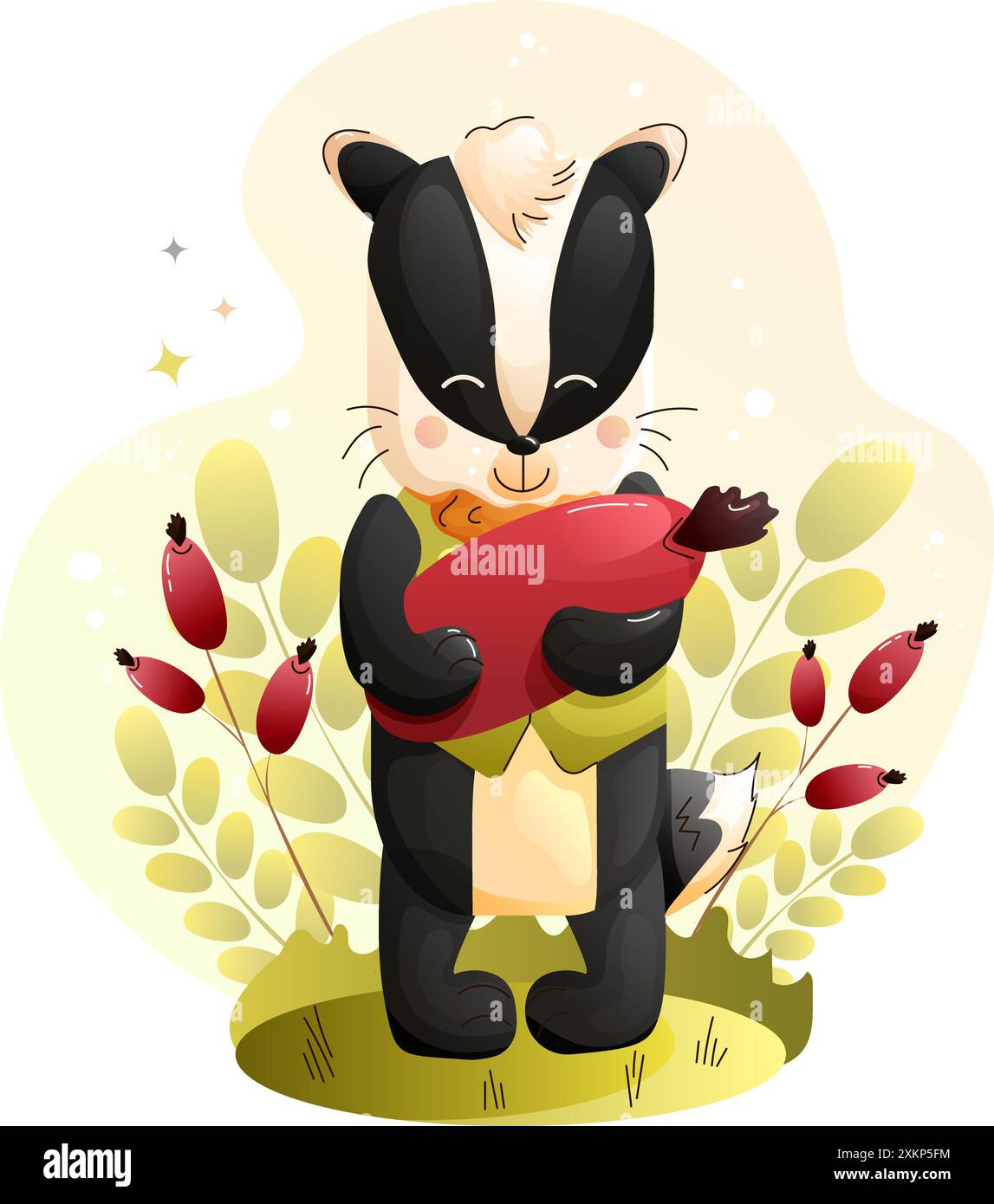 Kinderplakat mit lächelndem Badger Stock Vektor