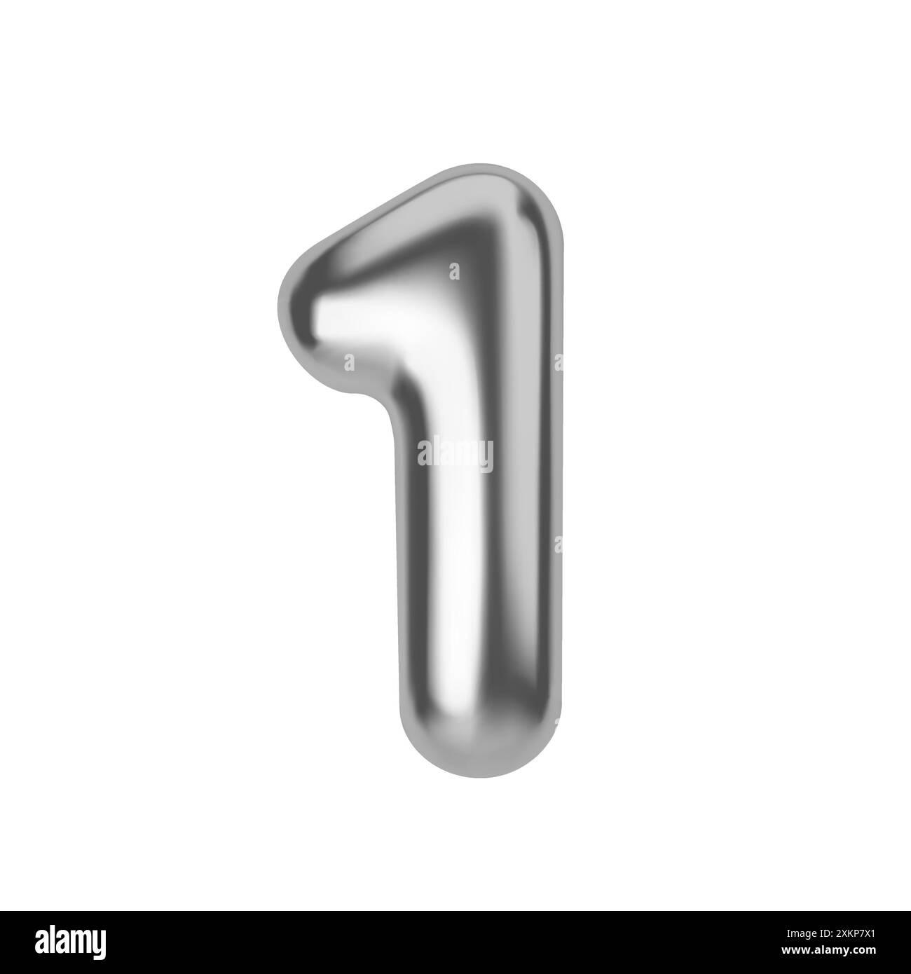 Silber Nummer 1. Folien- und Latexballon Nummer eins im 3D-Stil. Realistische Designelemente isoliert auf weißem Hintergrund. Vektorabbildung Stock Vektor