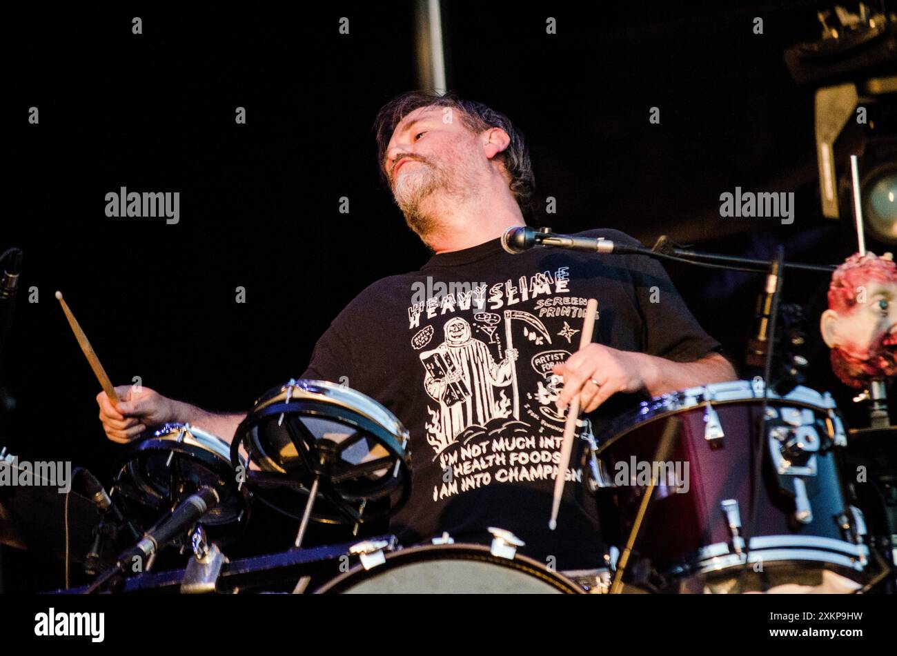 Geoff Barrow of Beak> Auftritt beim Release Athens Festival in Plateia Nerou/Griechenland, Juli 2024 Stockfoto