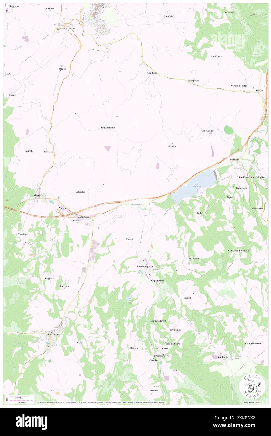 Pontelatrave, Provincia di Macerata, IT, Italien, die Marken, n 43 4' 45'', N 13 4' 48'', Karte, Cartascapes Map, veröffentlicht 2024. Erkunden Sie Cartascapes, eine Karte, die die vielfältigen Landschaften, Kulturen und Ökosysteme der Erde enthüllt. Reisen Sie durch Zeit und Raum und entdecken Sie die Verflechtungen der Vergangenheit, Gegenwart und Zukunft unseres Planeten. Stockfoto