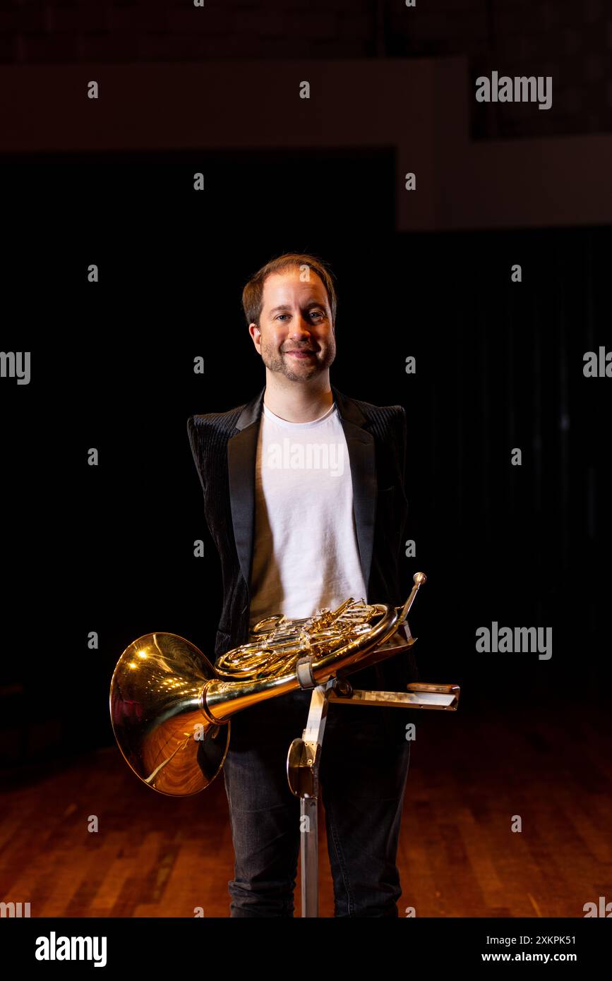 Fleix Klieser französischer Hornspieler aus Deutschland. Stockfoto