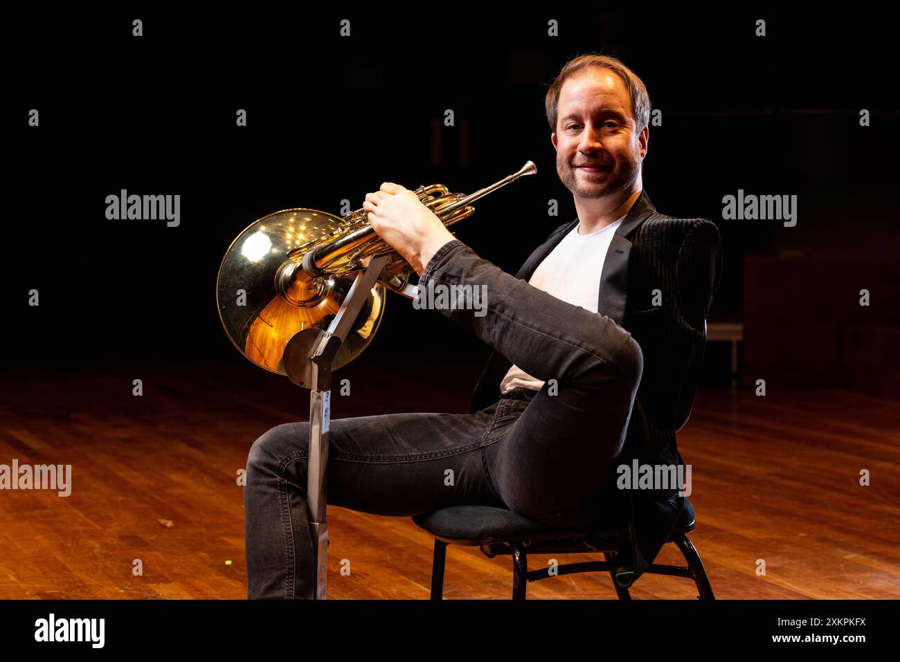 Fleix Klieser französischer Hornspieler aus Deutschland. Stockfoto