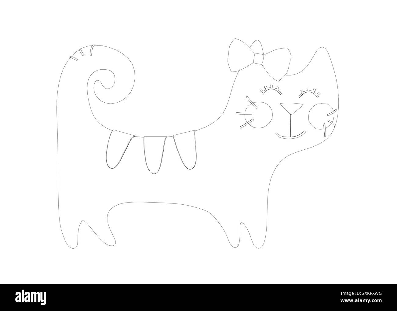 Vektorillustration der glücklichen Katze. Niedliches, lustiges Tabby-Kätzchen mit kleinen Pfoten und geschwungenem Schwanz. Isolierte Vektorvorlage von Cat. Stock Vektor
