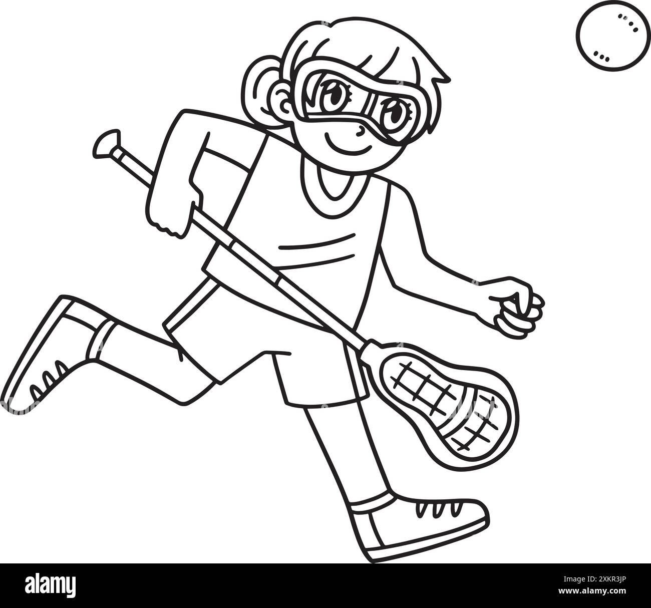 Weibliche Spielerin Jagt Lacrosse Ball Isoliert Stock Vektor